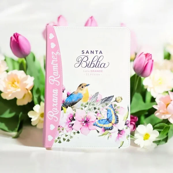Biblia de Pajarito Rosa Floral