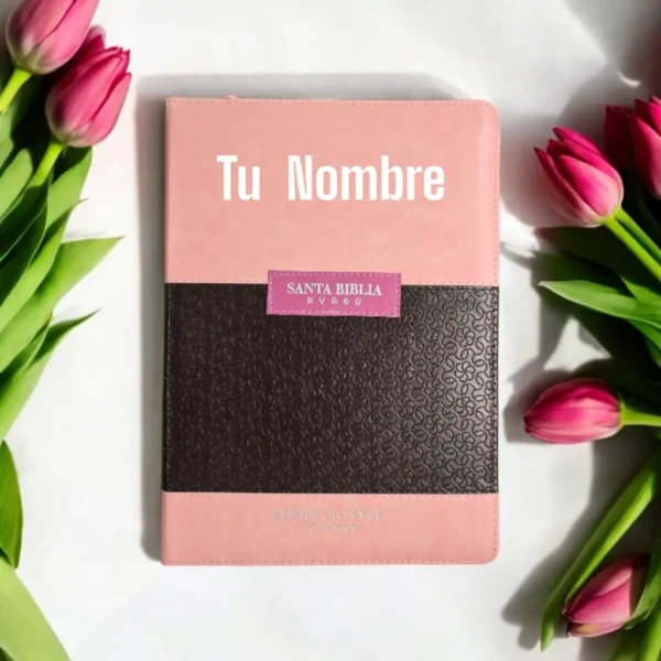 Biblia  Letra Gigante Rosa y Café