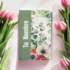 BibliaTapa dura de tela verde con flores