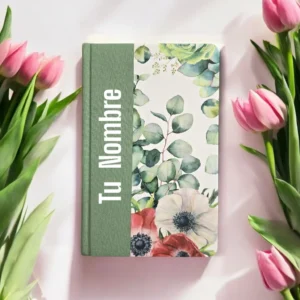 BibliaTapa dura de tela verde con flores