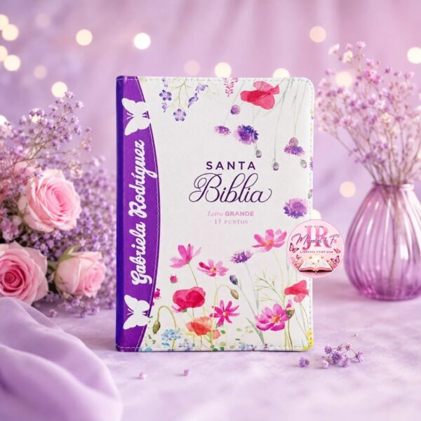 Biblia Morada Lila Floral