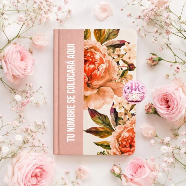 Biblia Tapa dura de Tela Rosada con flores