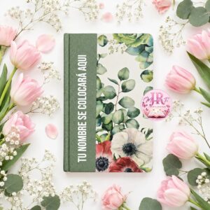 BibliaTapa dura de tela verde con flores
