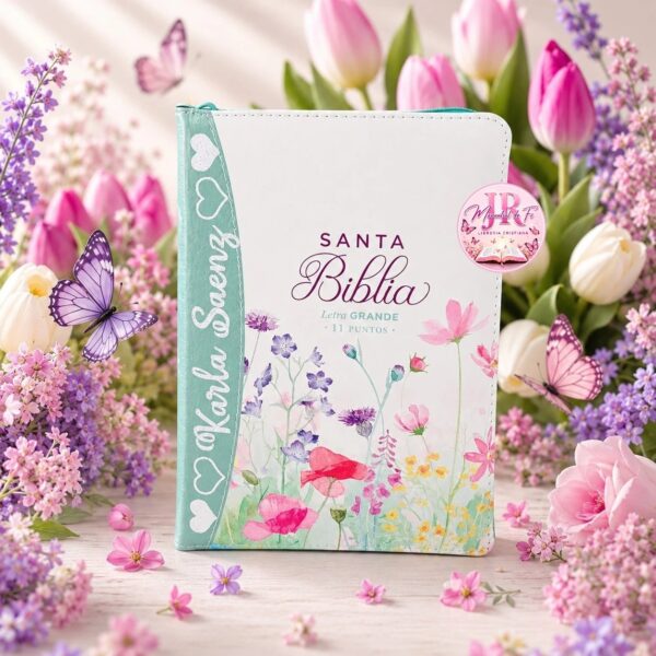Biblia Compacta Turquesa Floral