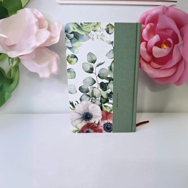 BibliaTapa dura de tela verde con flores