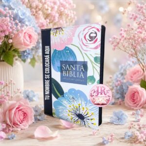 Biblia Reina Valera 1960 Flores Azul Letra Super Gigante
