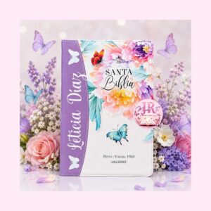 Biblia Morada RV 1960 con Cierre, Letra Grande y Diseño Floral