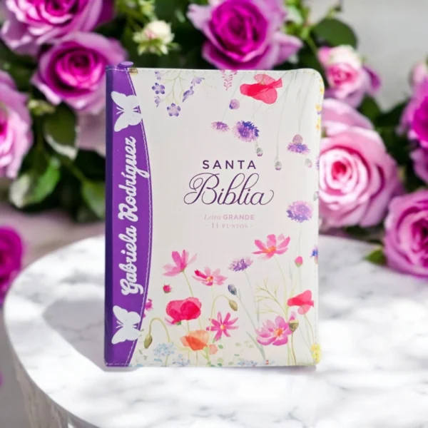 Biblia Morada Lila Floral