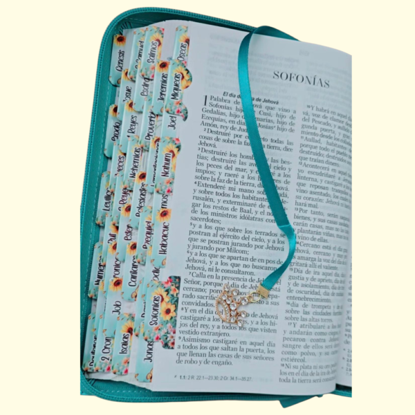 Biblia Para Mujer Con Cierre RV1960 Letra Grande - Floral Turquesa Con Índice (Spanish Bible)