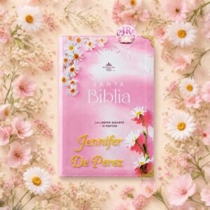 Biblia Letra Súper Gigante 19 puntos Mediana RV1960 imit piel rosa y canto con mensaje - Mujer Virtuosa