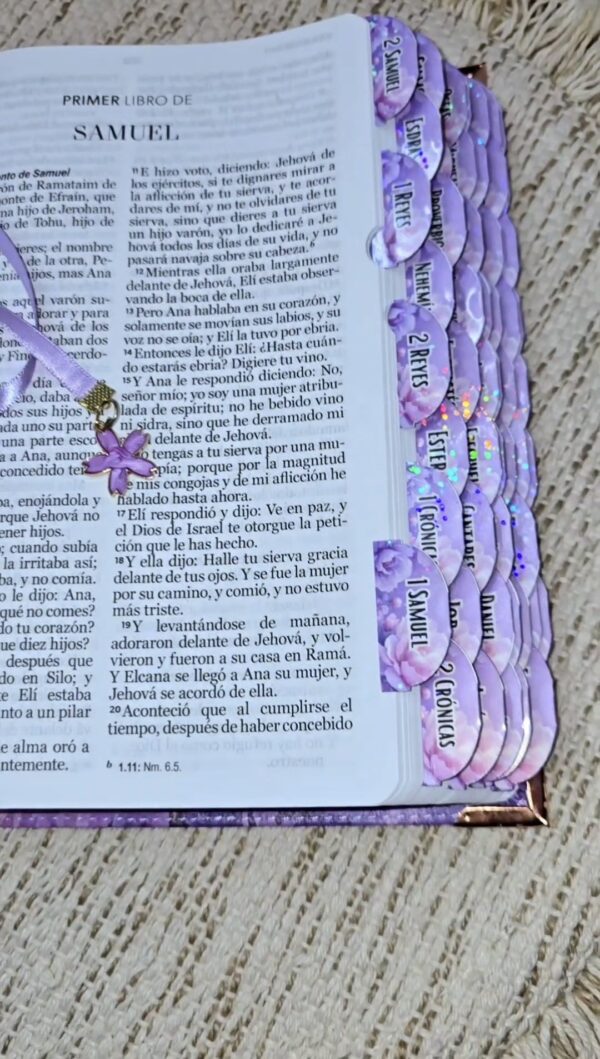 Biblia Letra Grande 12 puntos para Mujer RV1960 imit piel primavera floral lila con índice