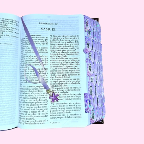 Biblia Letra Grande 12 puntos para Mujer RV1960 imit piel primavera floral lila con índice