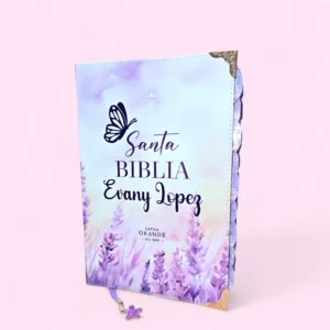 Biblia Letra Grande 12 puntos para Mujer RV1960 imit piel primavera floral lila con índice
