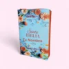 Biblia con Cierre Letra Gigante Manual 14 puntos RV1960 imit piel naranja y azul floral con índice