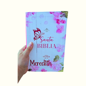 Biblia Letra Grande 12 puntos para Mujer RV1960 imit piel primavera floral rosa con índice