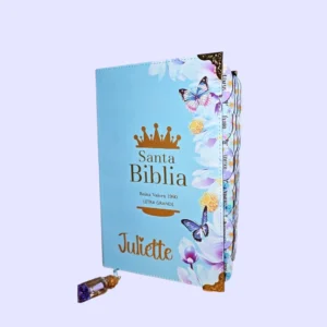 Biblia RVR 1960 Letra Grande Tamaño Manual Símil Piel Azul Claro