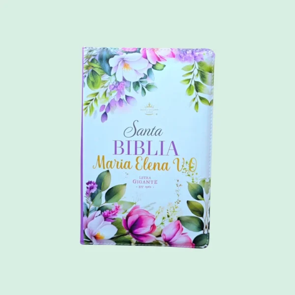 Biblia Floral Morada con cierre letra Gigante 14 Puntos