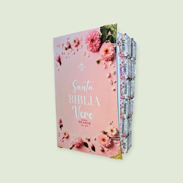 Biblia Floral Rosa RV1960 Letra Grande 12 Puntos