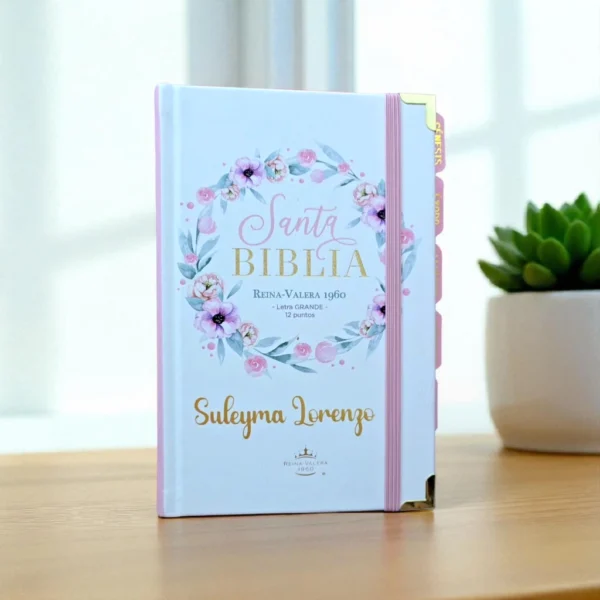 Biblia Blanco y Rosa Letra Grande 12 puntos RV1960