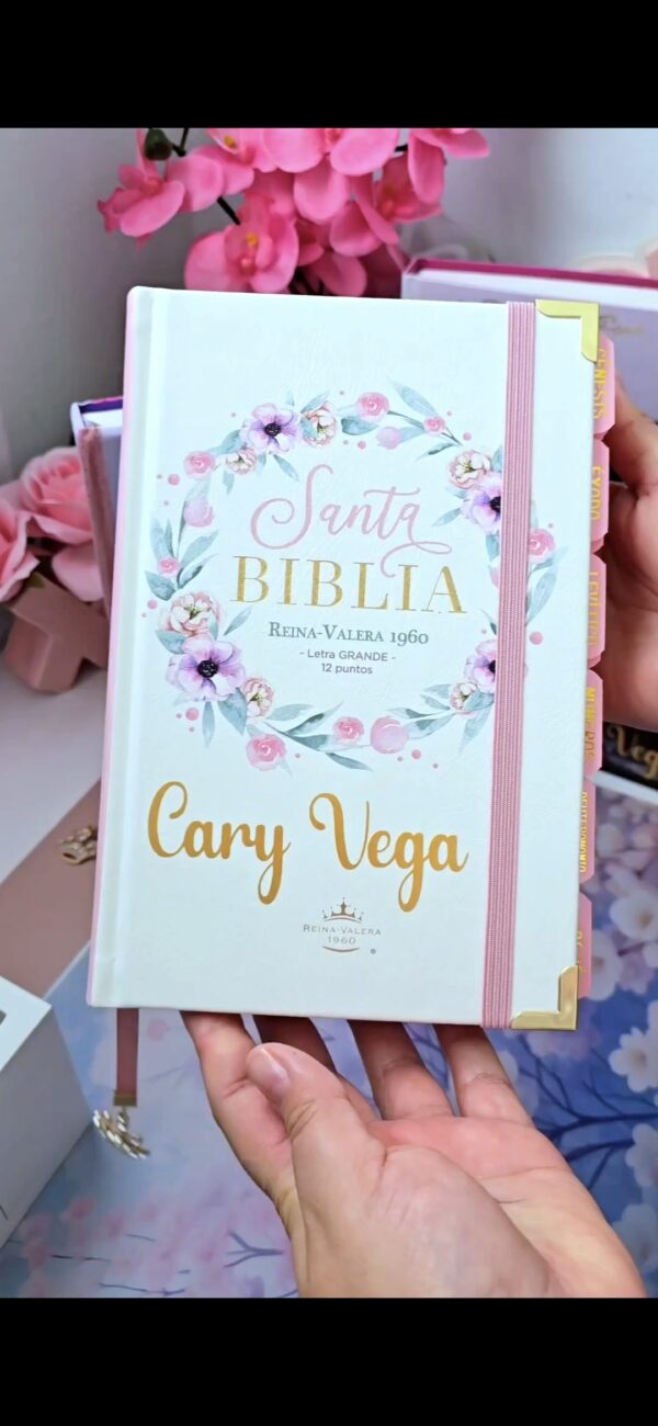 Biblia Blanco y Rosa Letra Grande 12 puntos RV1960