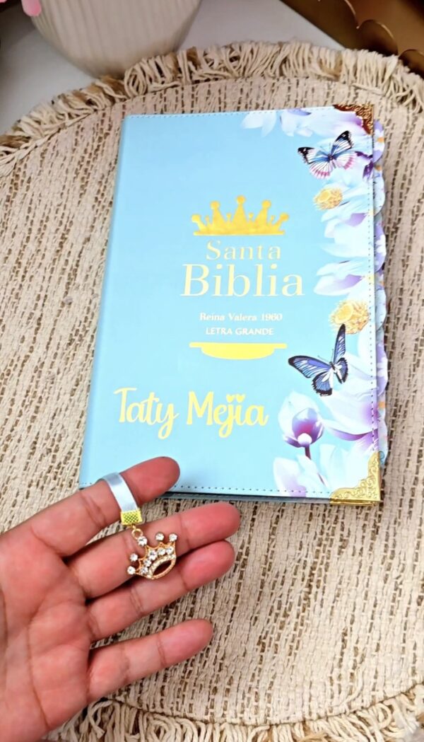 Biblia RVR 1960 Letra Grande Tamaño Manual Símil Piel Azul Claro