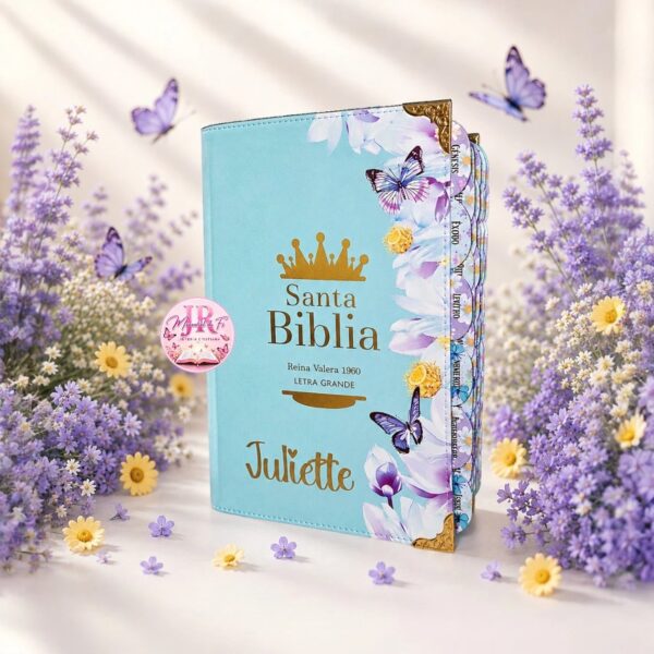 Biblia RVR 1960 Letra Grande Tamaño Manual Símil Piel Azul Claro