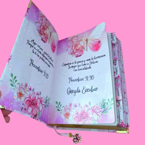 BIBLIA ROSA CON MARIPOSAS RV1960
