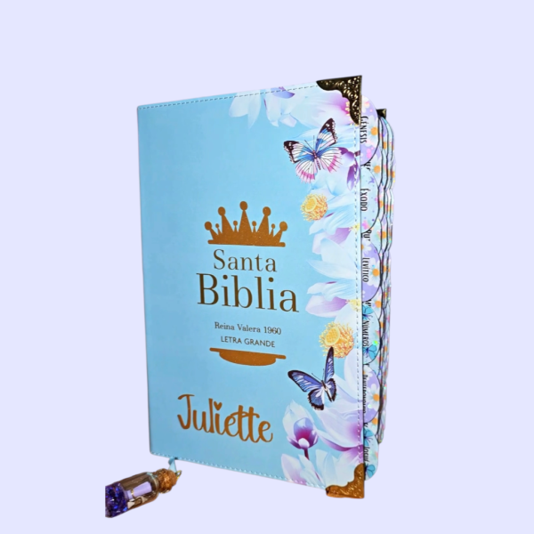 Biblia RVR 1960 Letra Grande Tamaño Manual Símil Piel Azul Claro