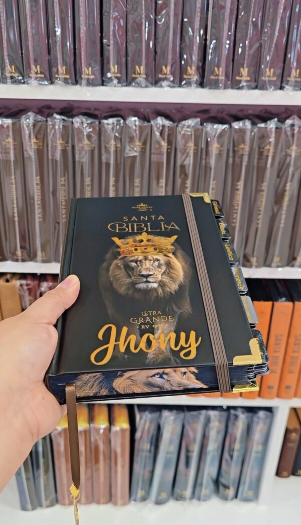 Biblia Letra Grande 12 puntos RV1960, tapa dura con elástico - León de Judá