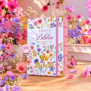 Biblia Letra Grande 12 puntos para Mujer RV1960, tapa dura primavera blanca con elástico