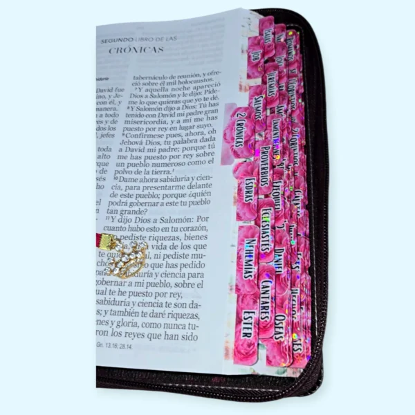 20260130_101618 (1) Biblia con Cierre Letra Gigante Manual 14 puntos RV1960, imit piel duotono rosa fucsia con índice y canto floral
