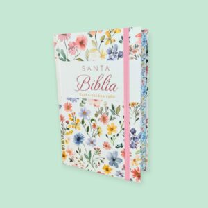 Biblia Letra Grande 12 puntos para Mujer RV1960, tapa dura primavera blanca con elástico