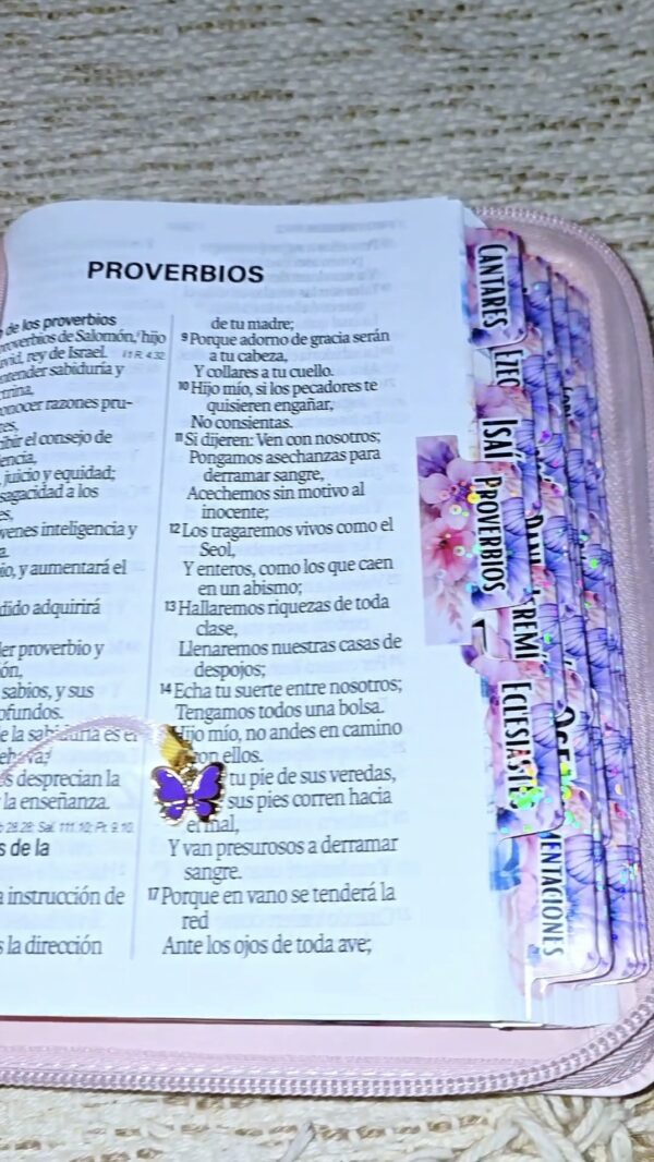 Biblia con Cierre Portátil Letra Grande 12 puntos RV1960, imit piel flores rosa con índice y canto floral