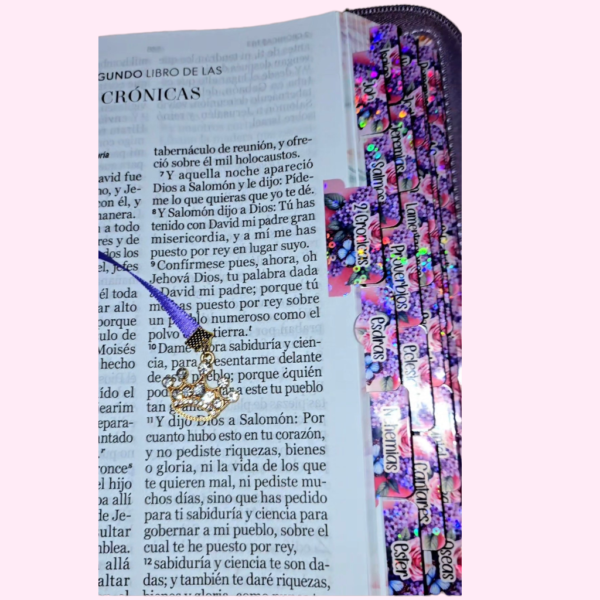 BIBLIA MORADA FLORAL CON MARIPOSA LETRA 14 PUNTOS RV1960