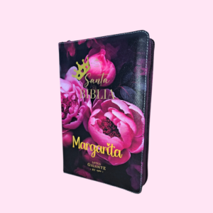 Biblia con Cierre Letra Gigante Manual 14 puntos RV1960, imit piel duotono rosa fucsia con índice y canto floral