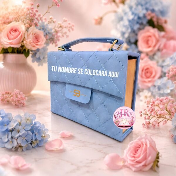 Biblia Cartera “Azul Cielo |Exclusiva con Asa de Mano |Edición Rosa De Sarón ✨️ Reina Valera 1960.