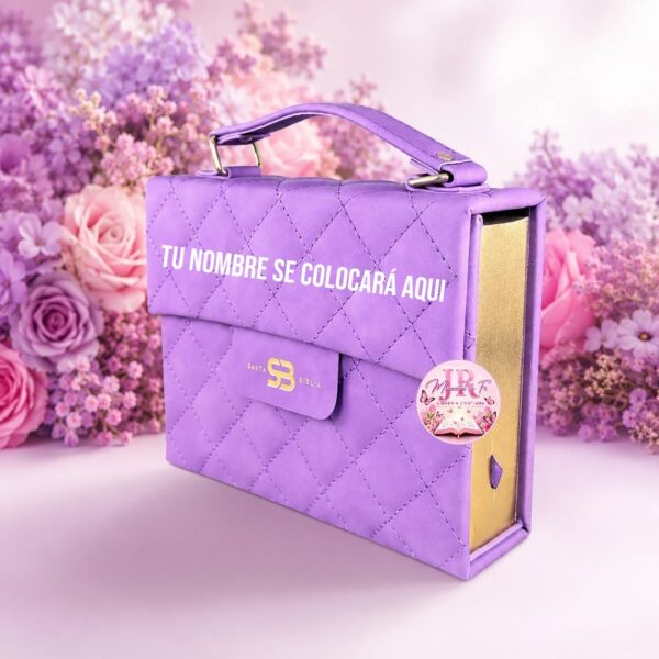 Biblia Cartera - Morada | Exclusiva con Asa de Mano | Edición Rosa De Sarón ✨ Reina- Valera 1960
