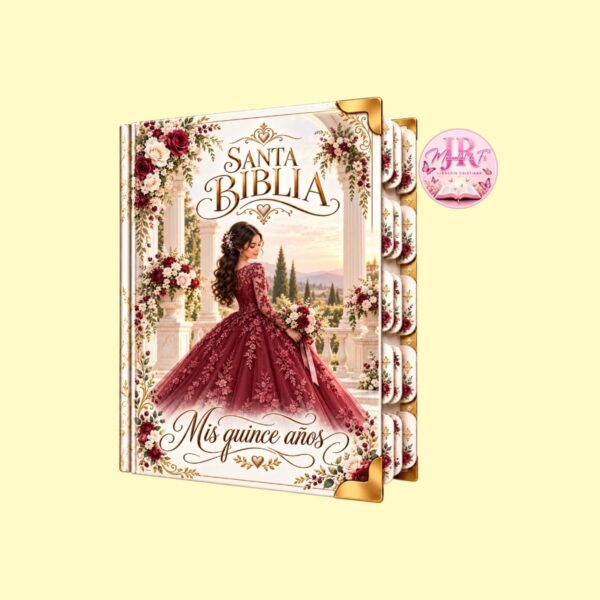 Biblia de Pasta Dura para Quinceañera - Vino Floral