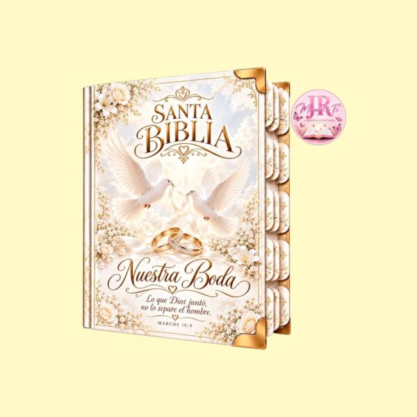 Biblia de Pasta Dura Boda-Palomas y Anillos